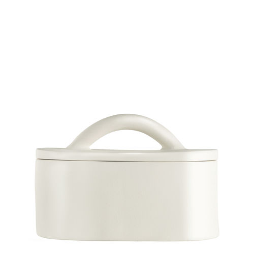 Boîte de rangement en céramique - TERRA - BLANC D'IVOIRE - avec couvercle