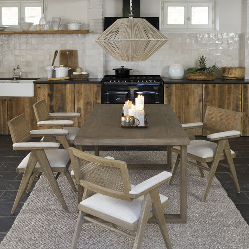 Table à manger contemporaine - DINA - BLANC D'IVOIRE - en chêne / en bois massif / avec piètement en chêne