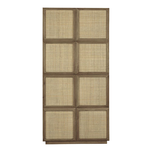 Armoire classique - EMA   - BLANC D'IVOIRE - en chêne / en rotin / à portes battantes