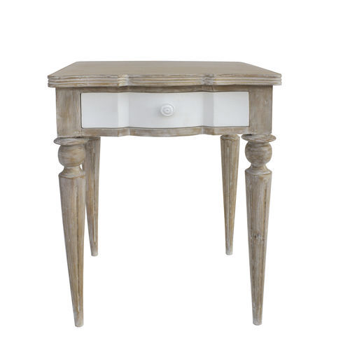 Table de chevet classique - LINDA - BLANC D'IVOIRE - en bois massif / en MDF / avec piètement en bois massif