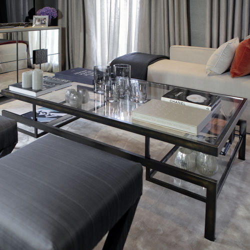 Table basse classique - HERTFORD  - Decorus - en verre / en acier inoxydable poli / carrée