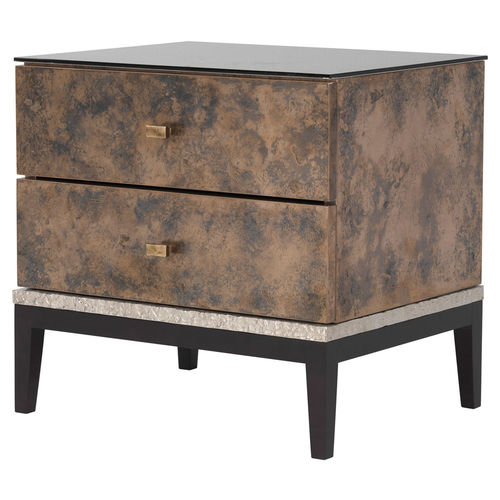 Table de chevet classique - MONACO - Decorus - en bronze / en verre / rectangulaire