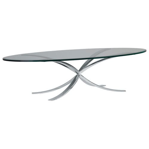 Table basse contemporaine - SOFIA  - Decorus - en verre / en acier inoxydable poli / ovale