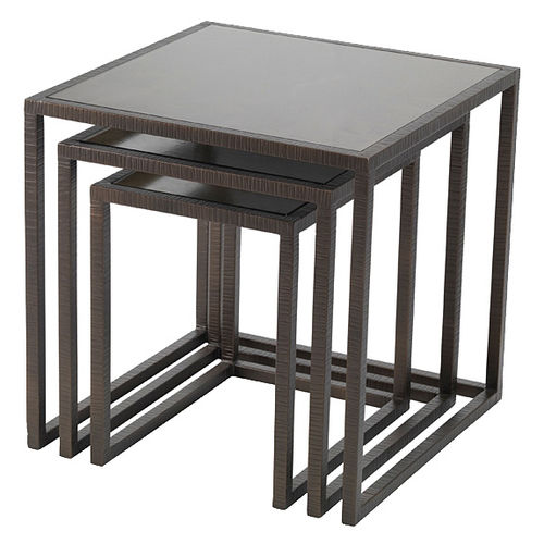 Table gigogne classique - SIENA  - Decorus - en verre / en métal chromé / carrée