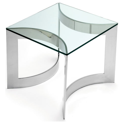 Table d'appoint contemporaine - ORIO - Decorus - en verre / en acier inoxydable poli / carrée