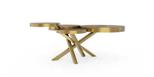 Table basse contemporaine - WHEEL - Bat Eye - en noyer / en laiton / ronde