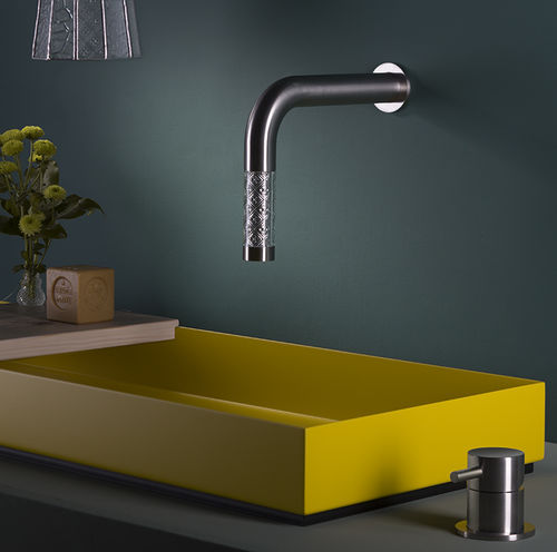 Mitigeur de vasque - REVITRUM 12551 + 6190 - MINA Rubinetterie - mural / en inox / en verre