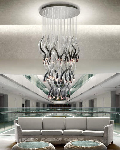 Lustre contemporain - PLIET - Carlesso - en verre / en verre soufflé / à LED
