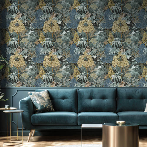 Papier peint contemporain - BOTANY HOUSE : ARTEMISIA - Parato - à motif nature / bleu / multicolore