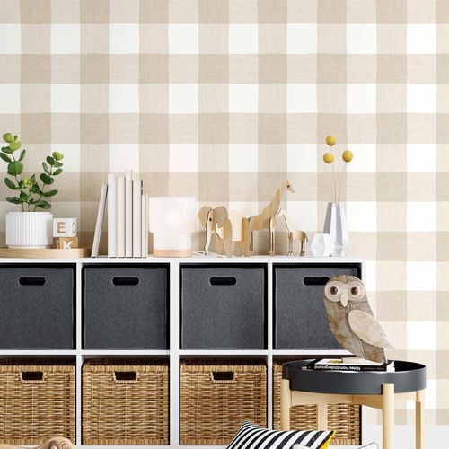 Papier peint contemporain - MiniMe : PIC-NIC - Parato - à motif géométrique / aspect tissu / gris