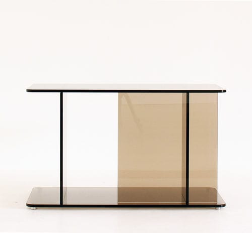 Console contemporaine - LUCENT - case - en verre trempé / avec piètement en verre trempé / rectangulaire