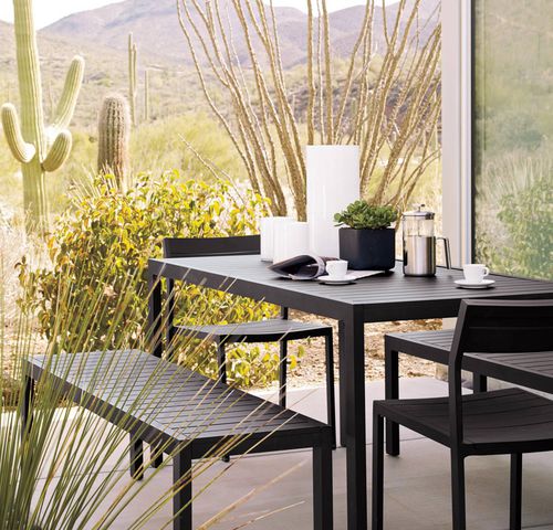 Banc de jardin contemporain - EOS - case - en aluminium / sans dossier / sans accoudoirs