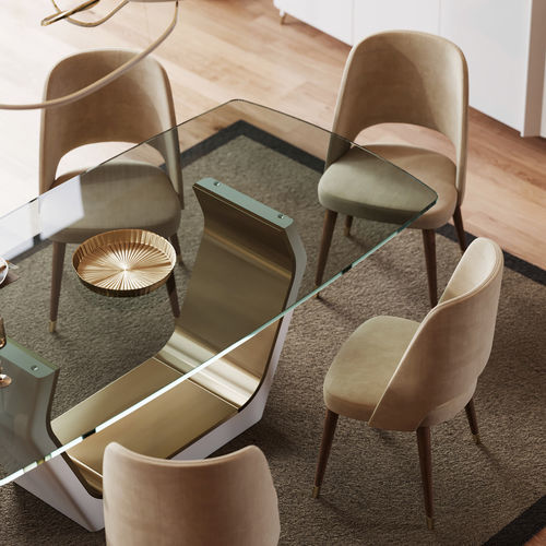 Chaise contemporaine - Enzo - Irmaos Pereira Pacheco, SA - pour salon / en tissu / avec piètement en noyer