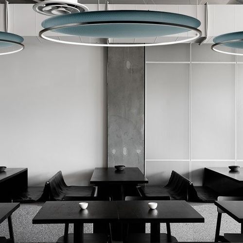 Panneau acoustique rond - circus P2000 - Andcosta - pour plafond / suspendu / en tissu