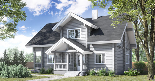 Maison en bois massif empilé - AGNES - RITSU AS - écologique / contemporaine / à 2 étages