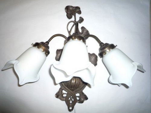 Applique murale de style Art Nouveau - NYMPHÉA 3 - TIEF - d'intérieur / en laiton / en verre soufflé