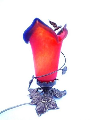 Lampe de table - COLIBRI - TIEF - en laiton / en verre soufflé / de style Art Nouveau