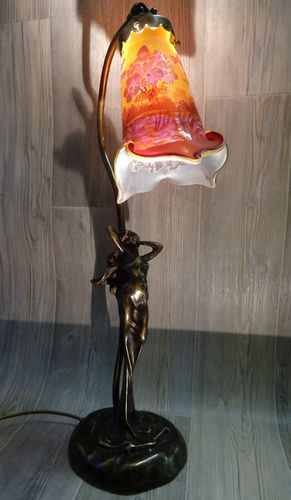 Lampe de table - ELISE TULIPE - TIEF - en bronze / en verre / de style
