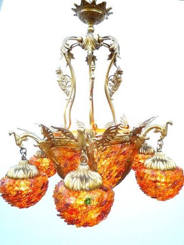 Lustre de style - DRAGON - TIEF - en verre / en bronze / à OLED