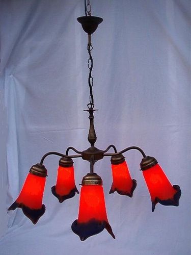 Lustre de style Art Nouveau - BK 5 TULIPES - TIEF - en verre
