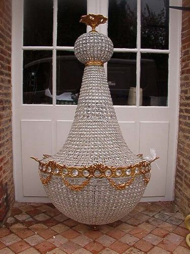 Lustre de style Louis XVI - VERSAILLES GM - TIEF - en verre / en bronze
