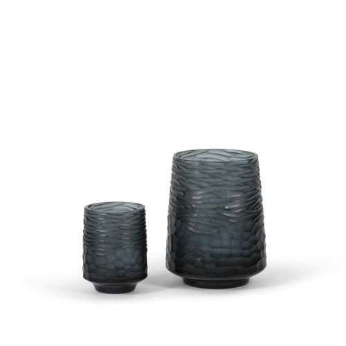 Vase contemporain - SMOKE BLUE CONICAL - DEKOCANDLE - en verre / fait main / bleu
