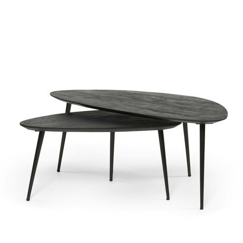Table basse contemporaine - TH1497 - DEKOCANDLE - en bois / avec piètement en métal / ovale