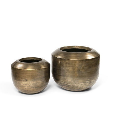 Pot de jardin en laiton - ANTIQUE - DEKOCANDLE - rond / résidentiel / doré