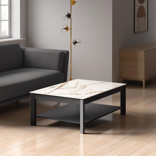 Table basse contemporaine - MULTIPLUS  - Cancio - en verre trempé / en céramique / avec piètement en aluminium laqué
