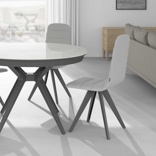 Chaise de salle à manger contemporaine - SUITE  - Cancio - d'intérieur / en tissu / avec piètement en acier