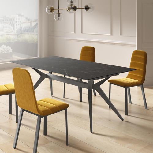 Table contemporaine - PISA - Cancio - en céramique / avec piètement en acier / rectangulaire