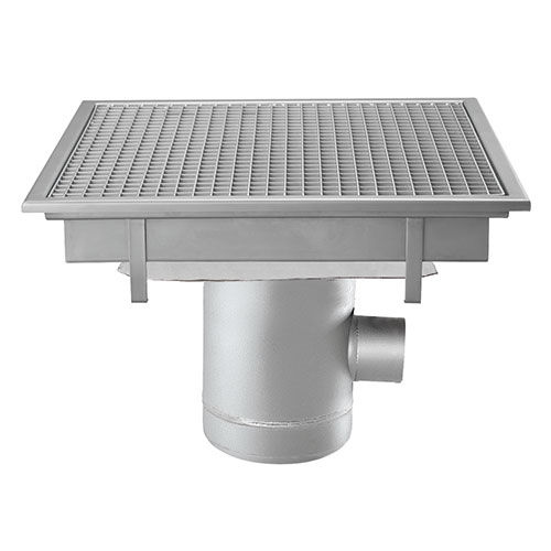 Siphon de sol en acier inox - C60100TLP - Caggiati Maurizio srl - pour salle de bain / avec grille / vertical