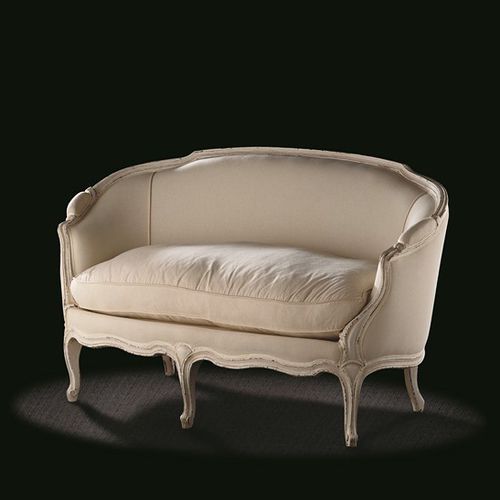 Canapé de style Louis XV - L15 T C2 - MASSANT - en tissu / beige / en bois
