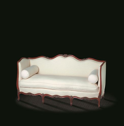 Canapé de style Louis XV - L15 T C4 - MASSANT - en tissu / blanc / en bois