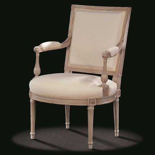 Fauteuil de style Louis XVI - L16 TF 11 - MASSANT - en tissu / en bois / beige