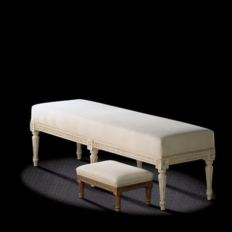 Banquette de style Louis XVI - L16 TB 1 - MASSANT - en tissu / blanche
