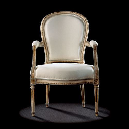 Fauteuil de style Louis XVI - L16 TF 10 - MASSANT - en tissu / en bois / blanc