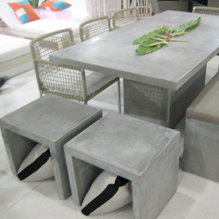 Tabouret contemporain - SEMPRE - In4Out - avec piètement en béton fibré / de jardin