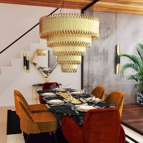 Lustre contemporain - MATHENY  - DelightFULL - en laiton / professionnel / cascade