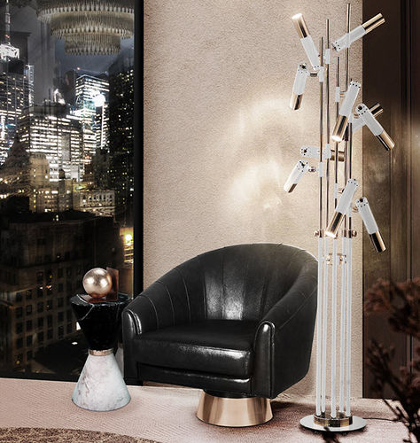 Lampe sur pied - IKE - DelightFULL - en aluminium / en laiton / design minimaliste