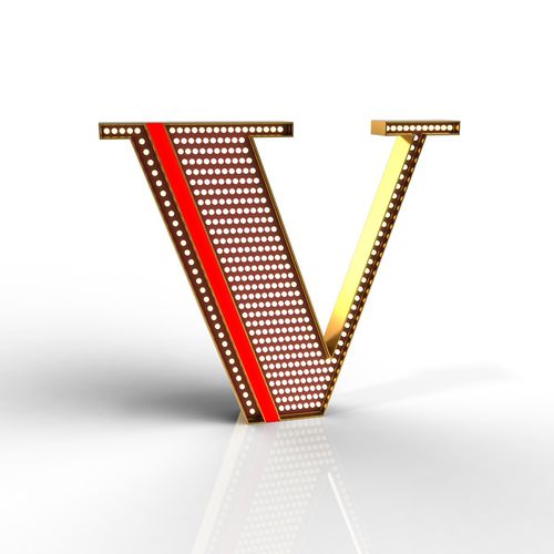 Lampe sur pied - LETTER V - DelightFULL - en cuivre / en acrylique / design original