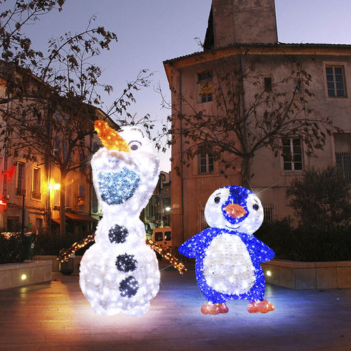 Blachere Illumination JTA008 Éclairage De Noël Bonhommes De Neige Eventail Acrylique 3D 45 X 30 Cm