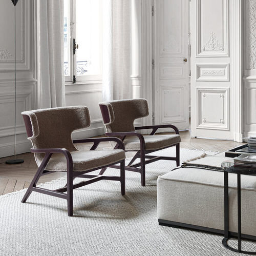 Fauteuil contemporain - FULGENS - MAXALTO - en tissu / en cuir / en bois massif