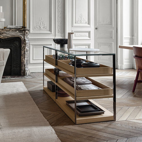 Buffet contemporain - LITHOS - MAXALTO - en placage de bois / en MDF / en métal peint