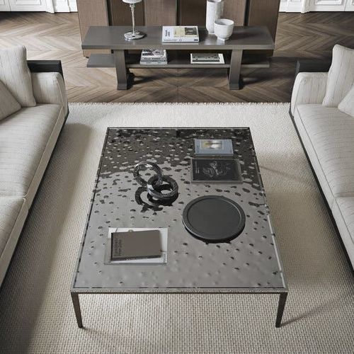 Table basse contemporaine - SOLEIDE - MAXALTO - en MDF / en acier inoxydable / avec piètement en fonte d'aluminium