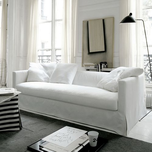 Canapé contemporain - SIMPLICITER - MAXALTO - en tissu / en cuir / avec accoudoirs