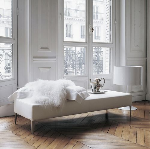 Banquette contemporaine - FILEMONE - MAXALTO - en tissu / en cuir / avec piètement en acier