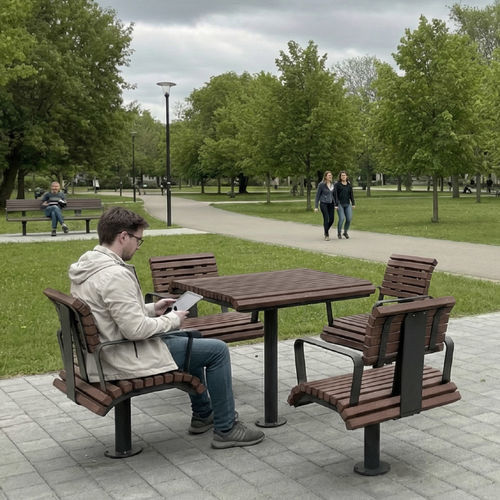 Ensemble table et chaises contemporain - FLORENCE - CERVIC ENVIRONMENT - d'extérieur / en acier galvanisé / avec accoudoirs