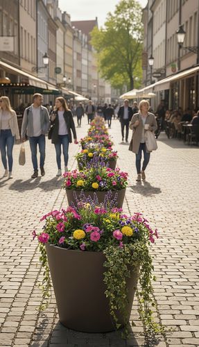 Jardinière en acier à revêtement par poudre - FLORENCIA - CERVIC ENVIRONMENT - en acier galvanisé / conique / avec support