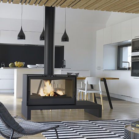 Poêle à bois - 1000 - Axis - 8 kW / sur pieds / central